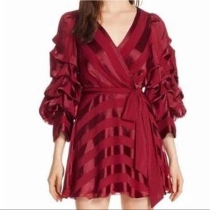 ALICE AND OLIVIA red puff sleeve mini dress